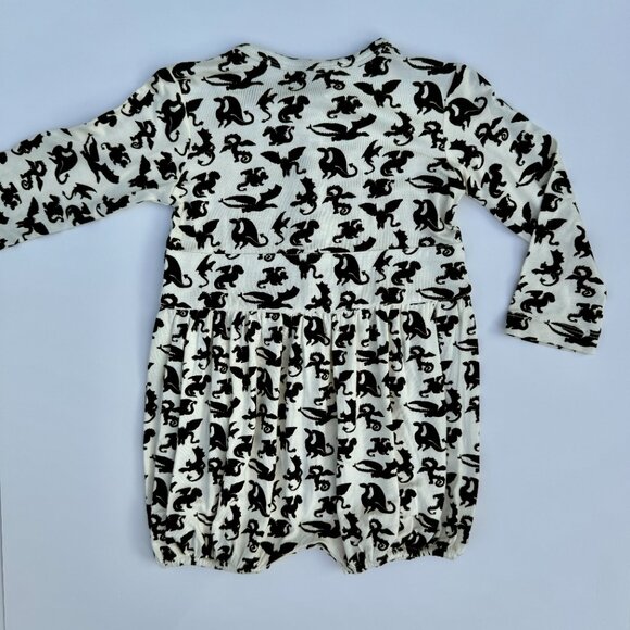 Kate Quinn Long Sleeve Romper – Black Dinosaur/Dragon Print, 18–24M | Bamboo - Picture 5 of 5